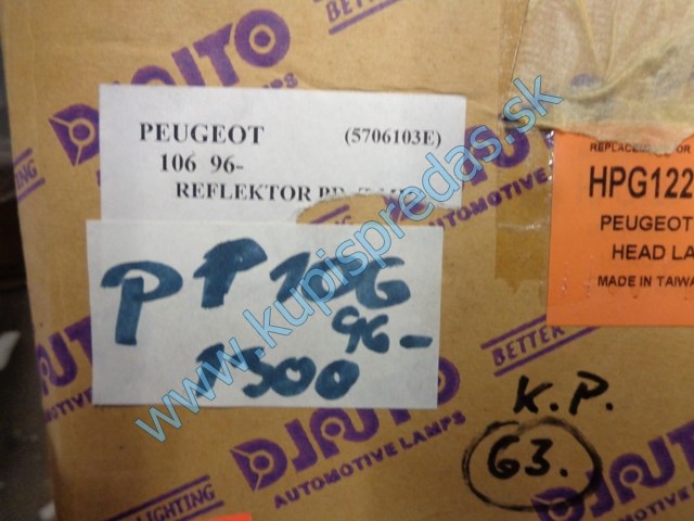 pravé predné svetlo na peugeot 106, 96-, 5706103-E